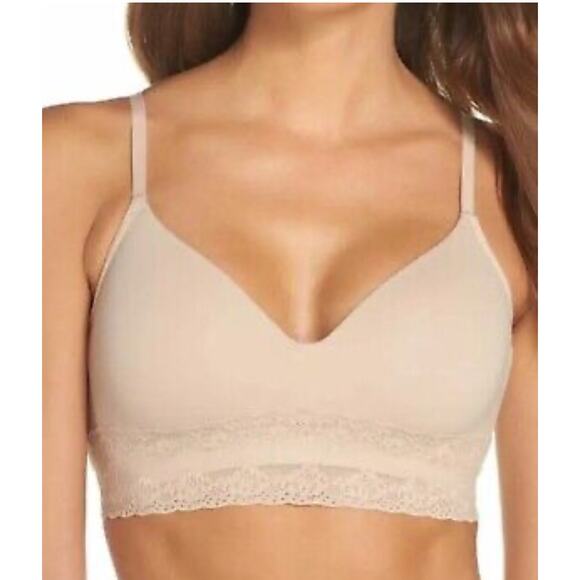 Natori Tan Lacy Bra Nordstrom Bliss Perfection Contour Soft Cup 32DDD Wireless - Picture 1 of 6